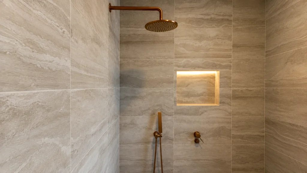 image of large-format bathroom tiles